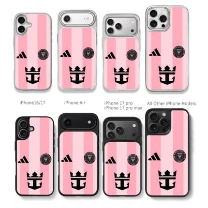 Inter Miami CF pink adidas logo Chris Brown Phone Case Black Electroplated Silver For Iphone 11 To 17