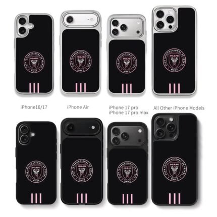 Inter Miami CF pink club badge Chris Brown Phone Case Black Electroplated Silver For Iphone 11 To 17
