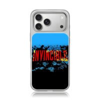 INVINCIBLE red splash blue black iPhone 17 Pro Max Electroplated Silver Case1