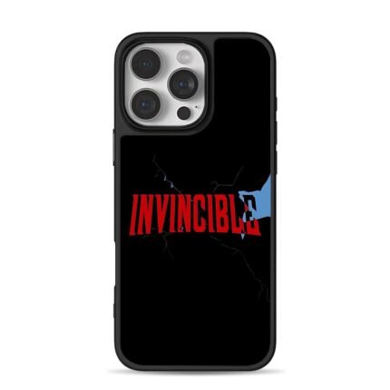 Invincible red text crack black blue iPhone 16 Pro Max Black Case