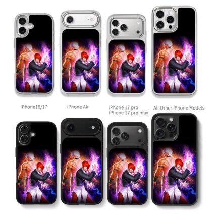 Iori Yagami and KOF foe with flames Chris Brown Phone Case Black Electroplated Silver For Iphone 11 To 17
