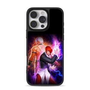 Iori Yagami and KOF foe with flames iPhone 16 Pro Max Black Case