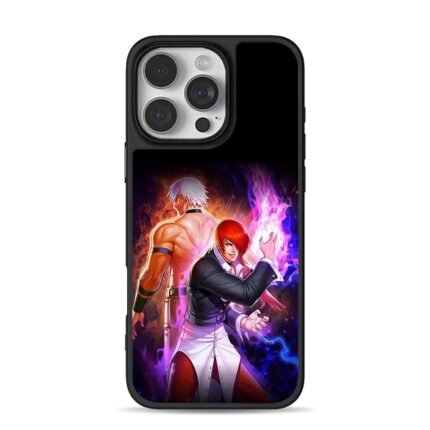 Iori Yagami and KOF foe with flames iPhone 16 Pro Max Black Case