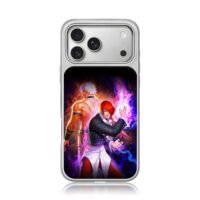 Iori Yagami and KOF foe with flames iPhone 17 Pro Max Electroplated Silver Case1