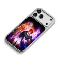 Iori Yagami and KOF foe with flames iPhone 17 Pro Max Electroplated Silver Case2