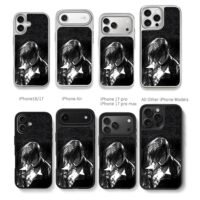 Iori Yagami KOF black white sketch Chris Brown Phone Case Black Electroplated Silver For Iphone 11 To 17