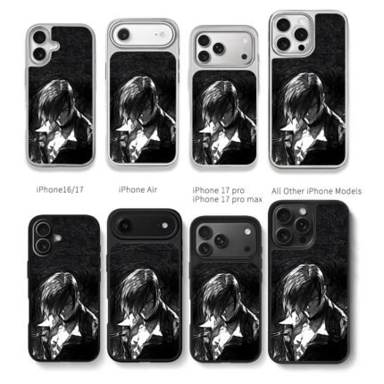 Iori Yagami KOF black white sketch Chris Brown Phone Case Black Electroplated Silver For Iphone 11 To 17