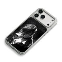 Iori Yagami KOF black white sketch iPhone 17 Pro Max Electroplated Silver Case2