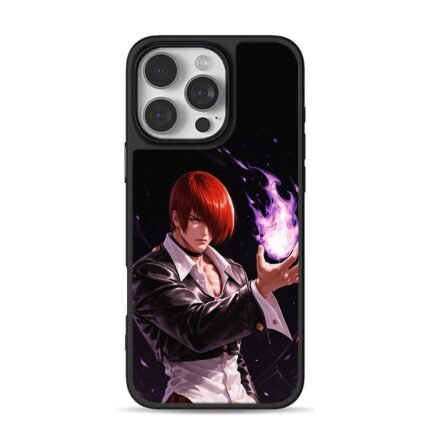 Iori Yagami KOF with purple fire iPhone 16 Pro Max Black Case