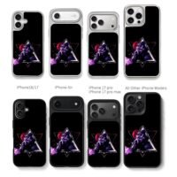 Iori Yagami purple fire triangles Chris Brown Phone Case Black Electroplated Silver For Iphone 11 To 17