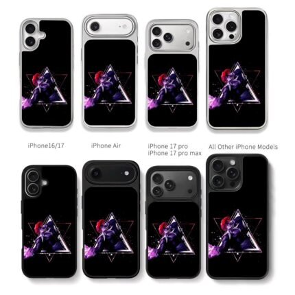 Iori Yagami purple fire triangles Chris Brown Phone Case Black Electroplated Silver For Iphone 11 To 17