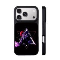 Iori Yagami purple fire triangles iPhone 17 Pro Max Black Case