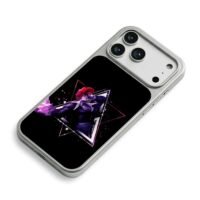 Iori Yagami purple fire triangles iPhone 17 Pro Max Electroplated Silver Case2