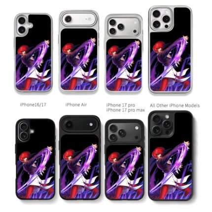 Iori Yagami unleashes purple flame Chris Brown Phone Case Black Electroplated Silver For Iphone 11 To 17