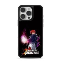 Iori Yagami with purple flames KOF iPhone 16 Pro Max Black Case