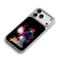 Iori Yagami with purple flames KOF iPhone 17 Pro Max Electroplated Silver Case2