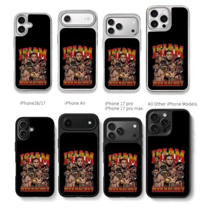 Islam Makhachev UFC fighter collage Chris Brown Phone Case Black Electroplated Silver For Iphone 11 To 17
