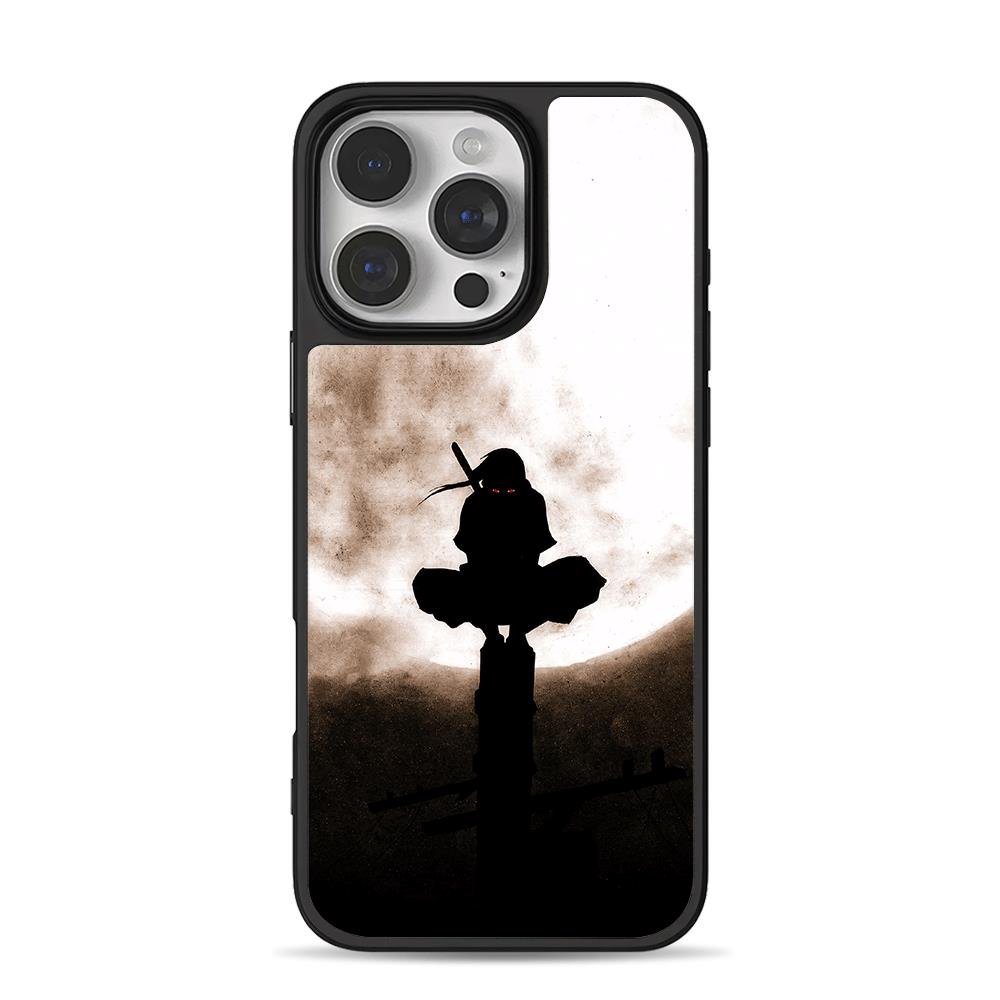 Itachi Uchiha sharingan under moon iPhone 16 Pro Max Black Case Itachi Uchiha sharingan under moon iPhone 16 Pro Max Black Case
