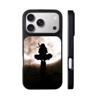 Itachi Uchiha sharingan under moon iPhone 17 Pro Max Black Case