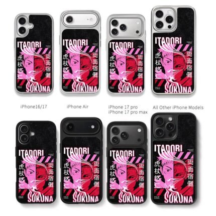 Itadori Yuji Sukuna JJK split art Chris Brown Phone Case Black Electroplated Silver For Iphone 11 To 17