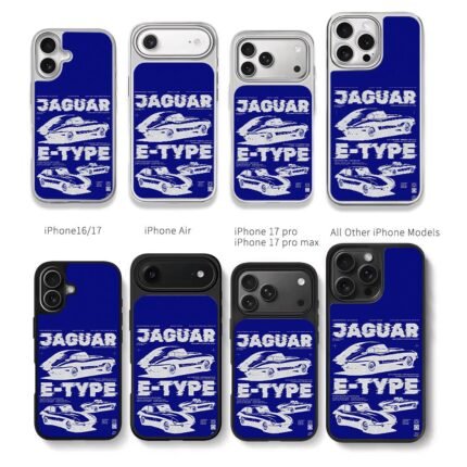 Jaguar E Type sports cars blue art Chris Brown Phone Case Black Electroplated Silver For Iphone 11 To 17