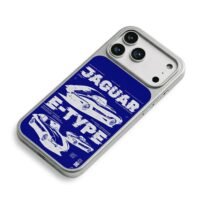 Jaguar E Type sports cars blue art iPhone 17 Pro Max Electroplated Silver Case2