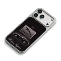Jaguar E-type car logo Rogan Jaguar iPhone 17 Pro Max Electroplated Silver Case2