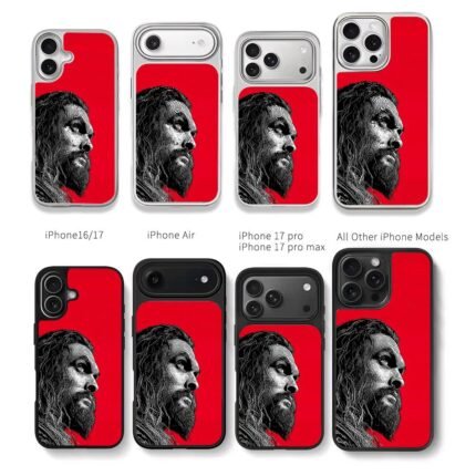 Jason Momoa Aquaman profile art red Chris Brown Phone Case Black Electroplated Silver For Iphone 11 To 17