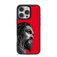 Jason Momoa Aquaman profile art red iPhone 16 Pro Max Black Case