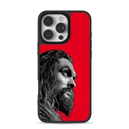 Jason Momoa Aquaman profile art red iPhone 16 Pro Max Black Case