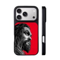 Jason Momoa Aquaman profile art red iPhone 17 Pro Max Black Case