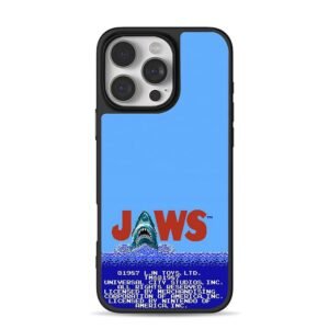 Jaws retro pixel shark NES game art iPhone 16 Pro Max Black Case