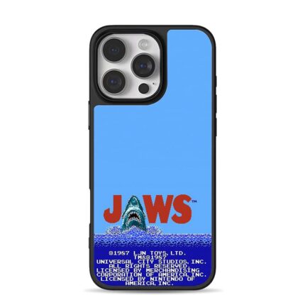 Jaws retro pixel shark NES game art iPhone 16 Pro Max Black Case