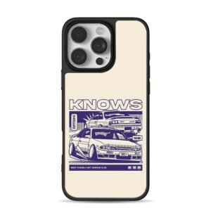 JDM drift cars retro KNOWS print iPhone 16 Pro Max Black Case