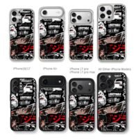 JDM Liberty Walk Anime Car Art Chris Brown Phone Case Black Electroplated Silver For Iphone 11 To 17
