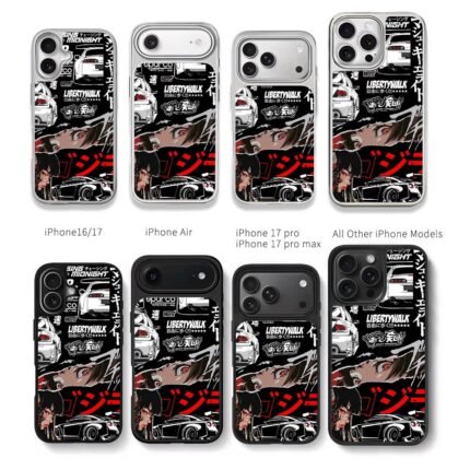 JDM Liberty Walk Anime Car Art Chris Brown Phone Case Black Electroplated Silver For Iphone 11 To 17