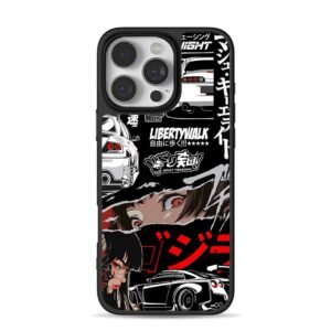JDM Liberty Walk Anime Car Art iPhone 16 Pro Max Black Case