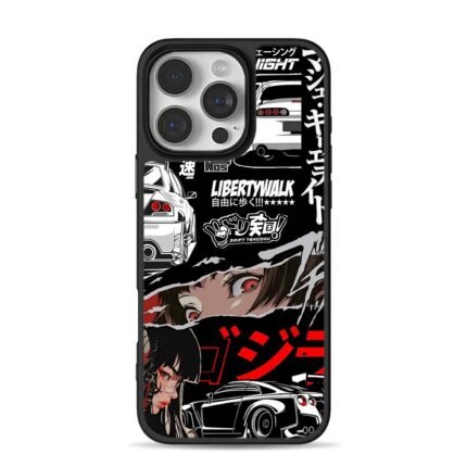 JDM Liberty Walk Anime Car Art iPhone 16 Pro Max Black Case