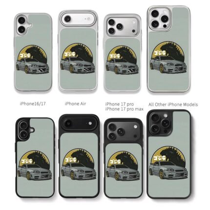 JDM Nissan R34 Skyline Godzilla art Chris Brown Phone Case Black Electroplated Silver For Iphone 11 To 17