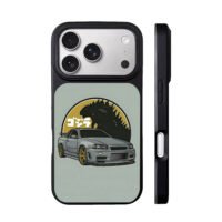 JDM Nissan R34 Skyline Godzilla art iPhone 17 Pro Max Black Case