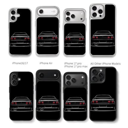 JDM Nissan Skyline GTR R32 rear art Chris Brown Phone Case Black Electroplated Silver For Iphone 11 To 17