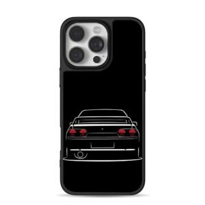 JDM Nissan Skyline GTR R32 rear art iPhone 16 Pro Max Black Case