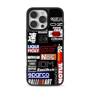 JDM racing tuning sticker collage iPhone 16 Pro Max Black Case