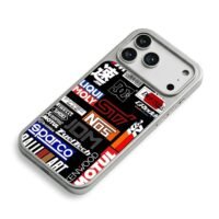JDM racing tuning sticker collage iPhone 17 Pro Max Electroplated Silver Case2