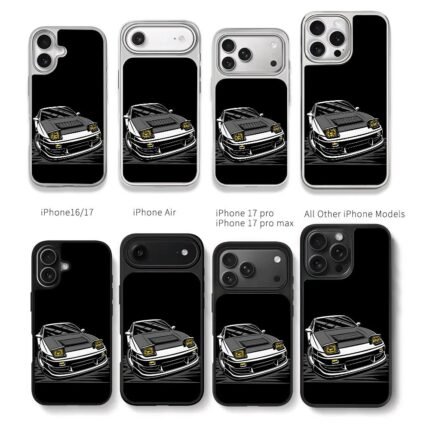 JDM RX7 FC pop headlight car Chris Brown Phone Case Black Electroplated Silver For Iphone 11 To 17