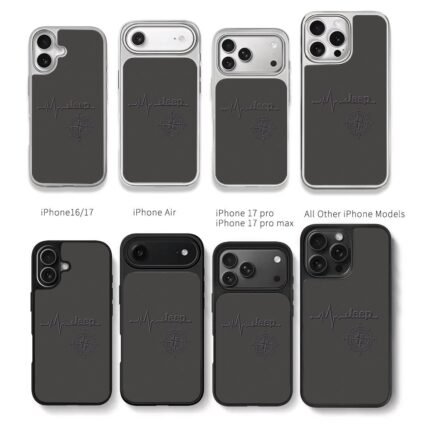 Jeep heartbeat line compass embossed Chris Brown Phone Case Black Electroplated Silver For Iphone 11 To 17