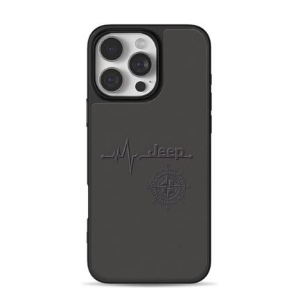 Jeep heartbeat line compass embossed iPhone 16 Pro Max Black Case