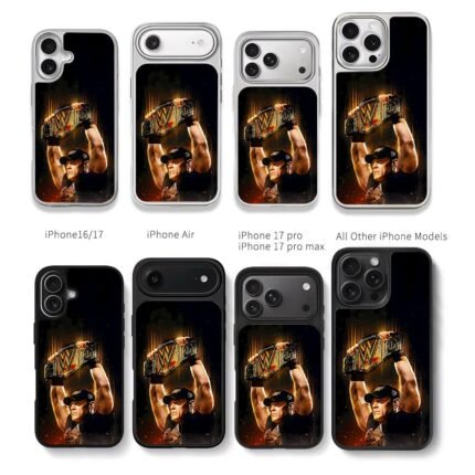John Cena holding WWE title belt Chris Brown Phone Case Black Electroplated Silver For Iphone 11 To 17