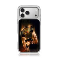 John Cena holding WWE title belt iPhone 17 Pro Max Electroplated Silver Case1