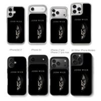 John Wick half face text black bg Chris Brown Phone Case Black Electroplated Silver For Iphone 11 To 17